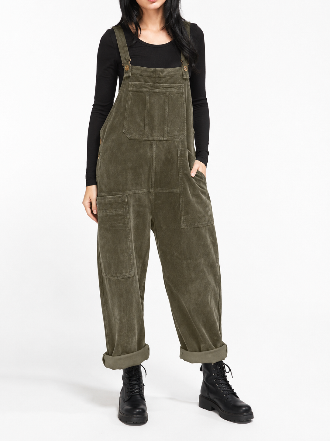Salopette Vintage Velours Côtelé Vert