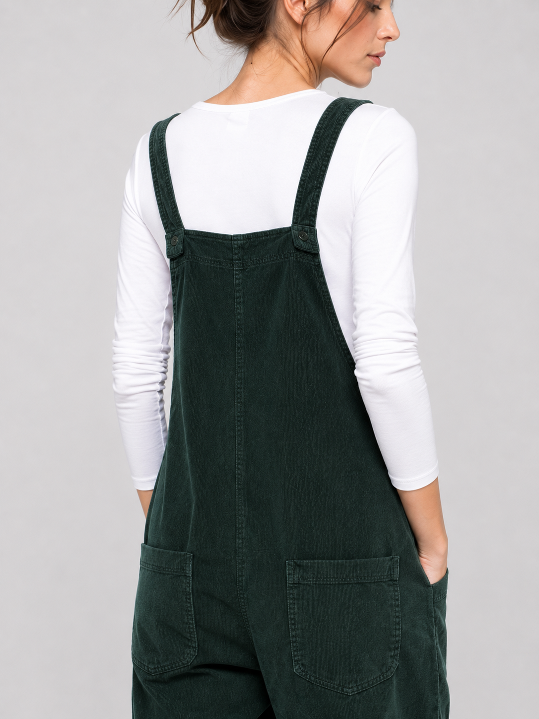 Salopette Femme Vintage Velours Côtelé Vert