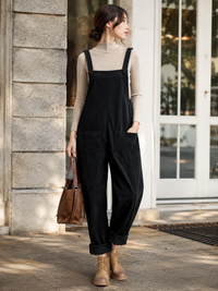 Salopette Vintage Femme Velours Côtelé Noir