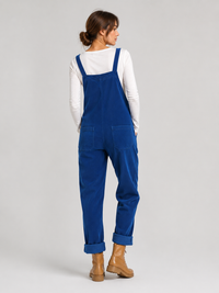 Salopette Femme Vintage Velours Côtelé Bleu