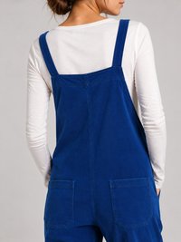 Salopette Femme Vintage Velours Côtelé Bleu