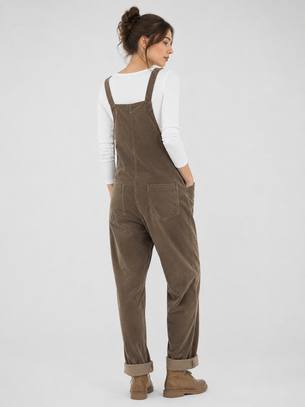 Salopette Vintage Velours Côtelé Taupe