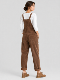 Salopette Femme Vintage Velours Côtelé Marron