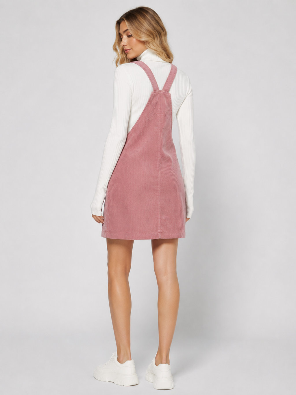 Robe Salopette Carmin en Velours Rose