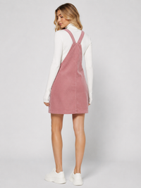 Robe Salopette Carmin en Velours Rose
