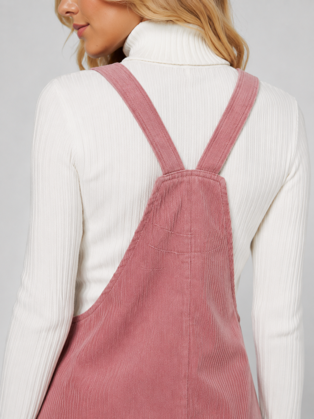 Robe Salopette Carmin en Velours Rose
