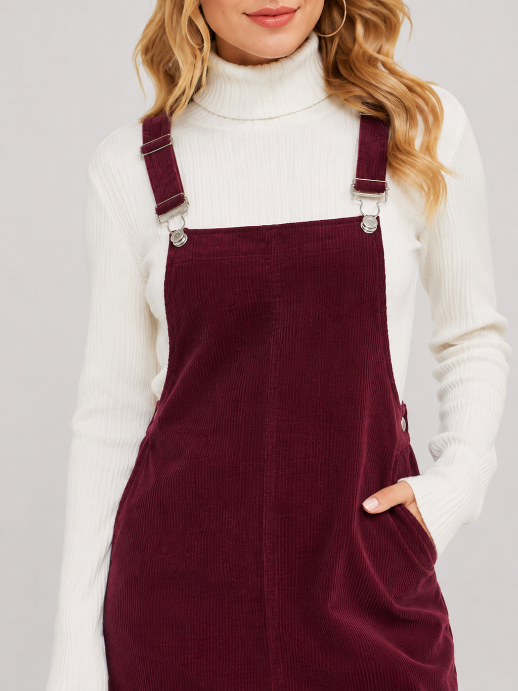 Robe Salopette Carmin en Velours Rouge