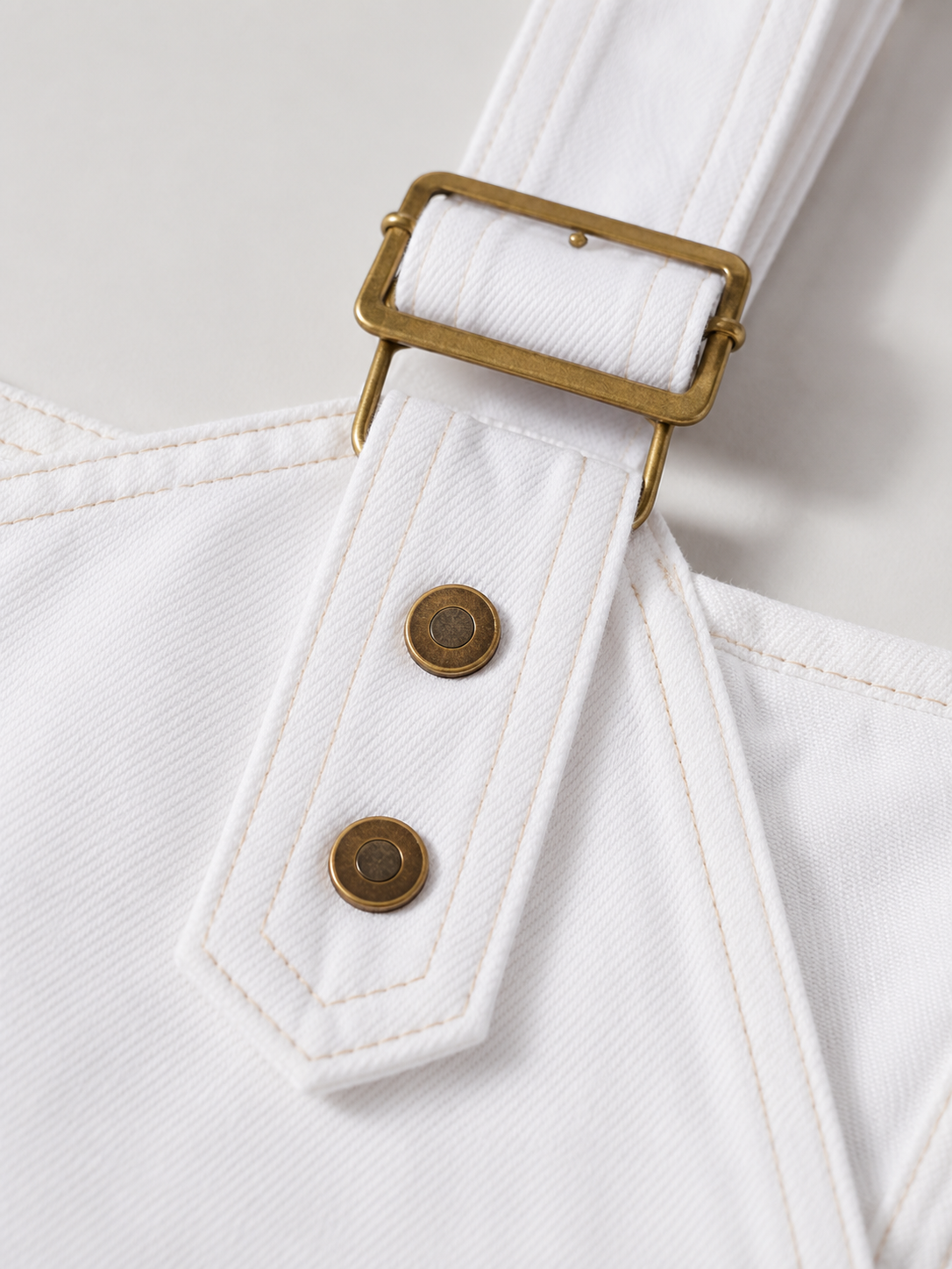 Salopette Courte en Jean Femme Vintage Délavée Blanche Coton