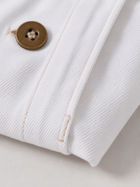 Salopette Courte en Jean Femme Vintage Délavée Blanche Coton