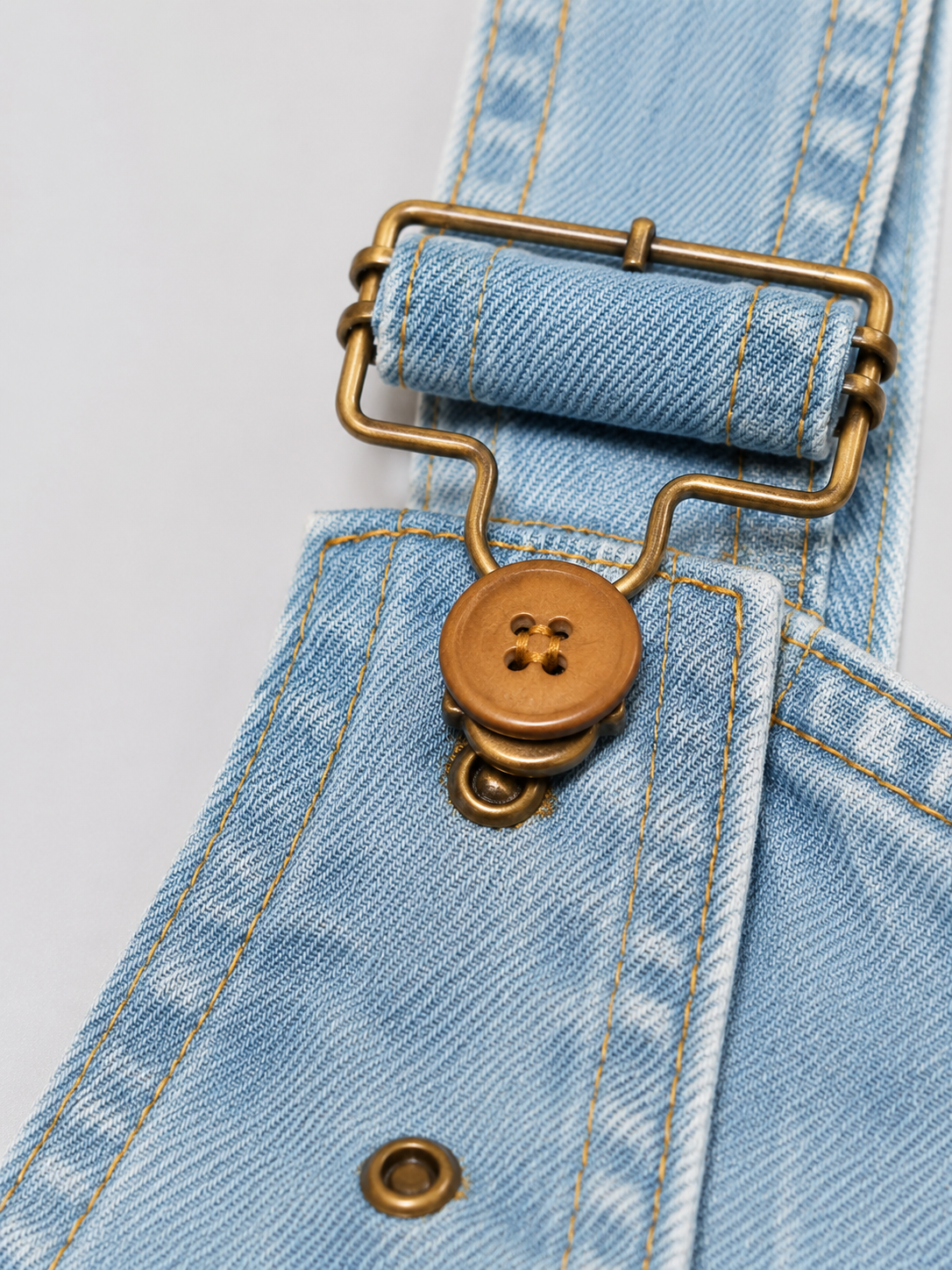 Salopette Courte en Jean Femme Vintage Délavée Bleu Ciel Coton