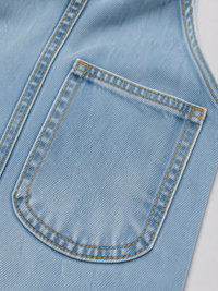 Salopette Courte en Jean Femme Vintage Délavée Bleu Ciel Coton