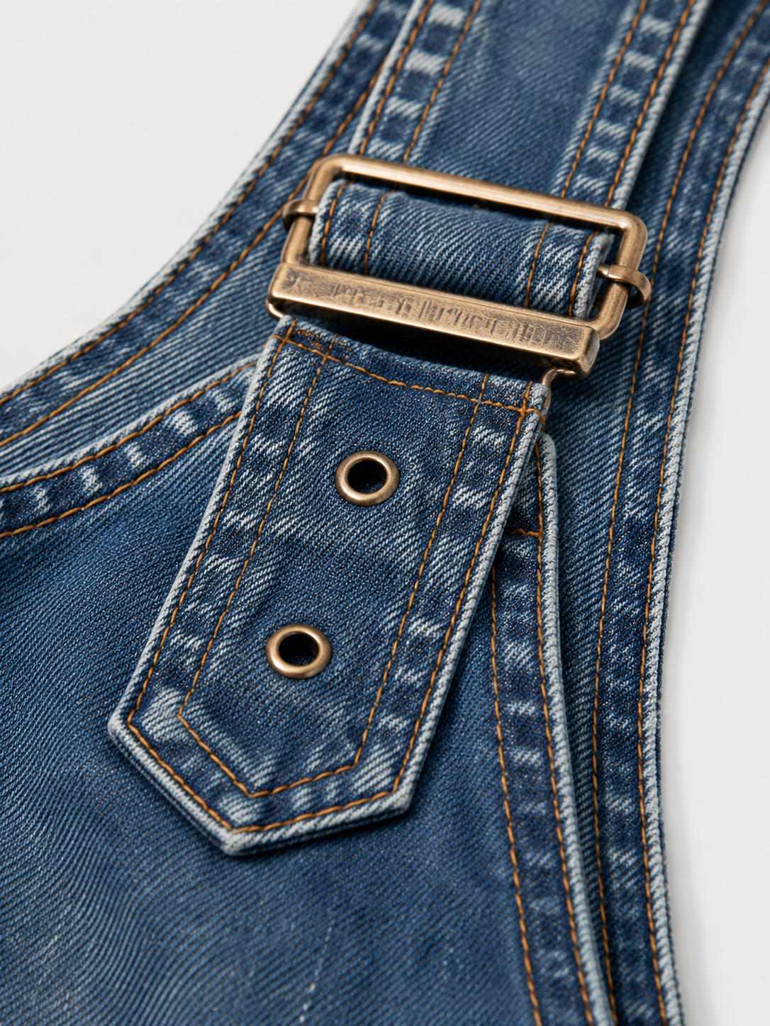 Salopette Courte en Jean Femme Vintage Délavée Bleu Foncé Coton