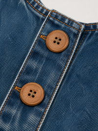 Salopette Courte en Jean Femme Vintage Délavée Bleu Foncé Coton