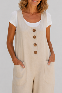 Salopette Vintage Ample Lin Beige