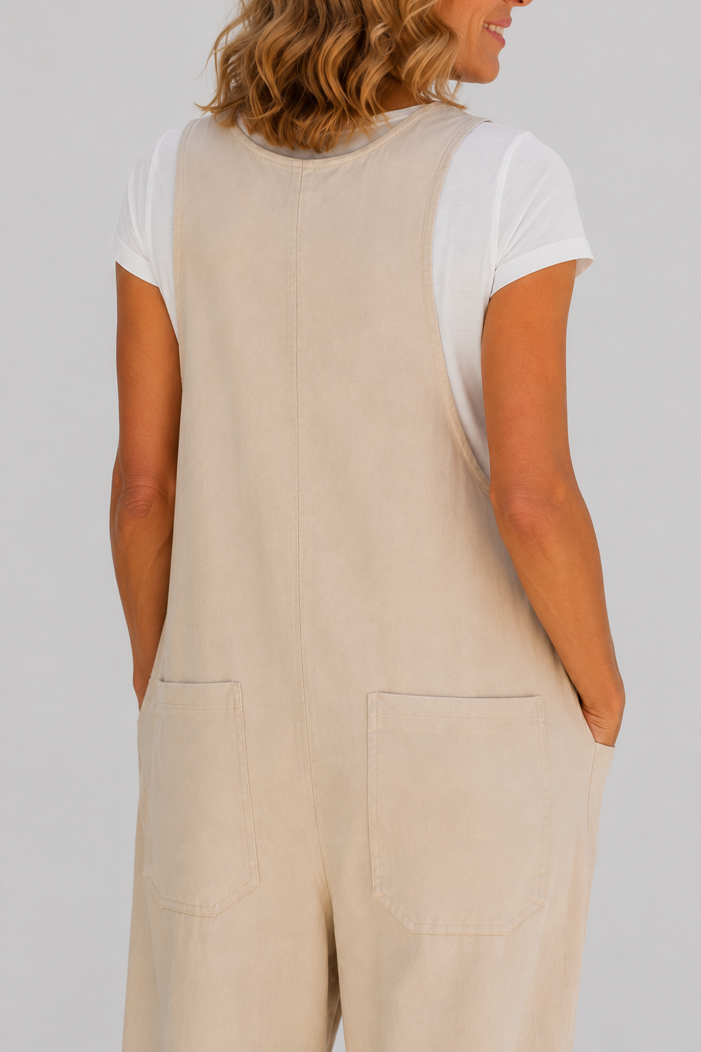 Salopette Vintage Ample Lin Beige
