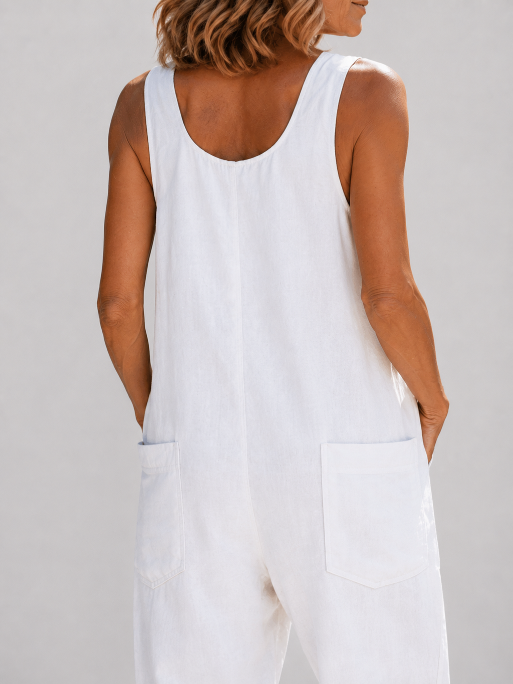 Salopette Vintage Ample Lin Blanc