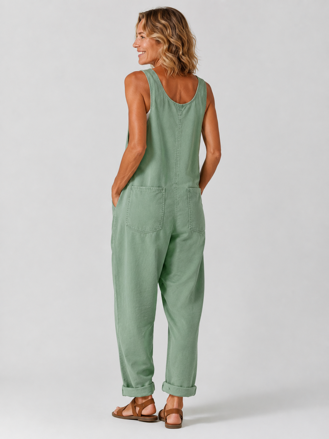 Salopette Vintage Ample Lin Vert