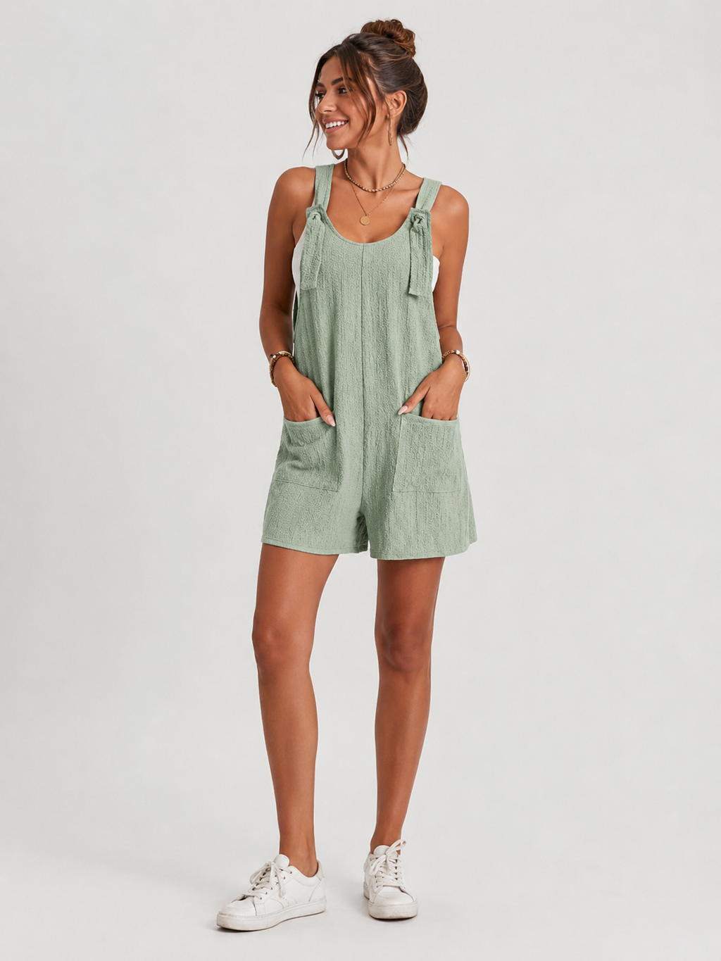 Salopette Short Vert Clair Femme