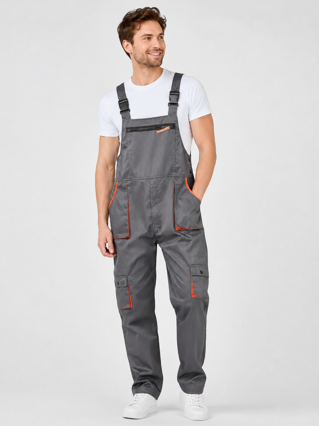 Salopette Homme De Travail Grise Multi-Poches