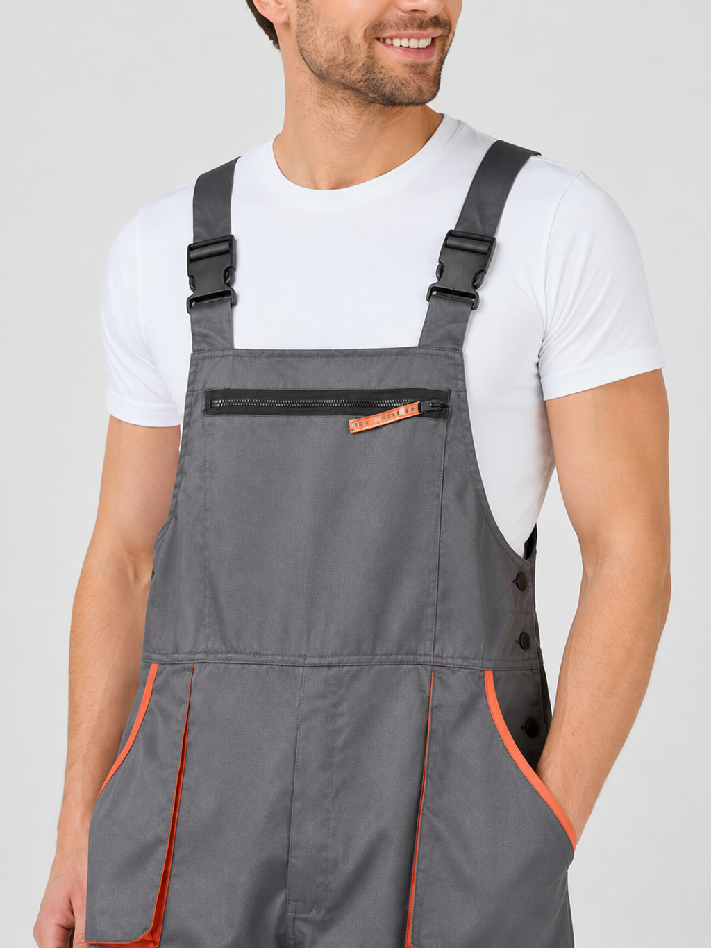 Salopette Homme De Travail Grise Multi-Poches