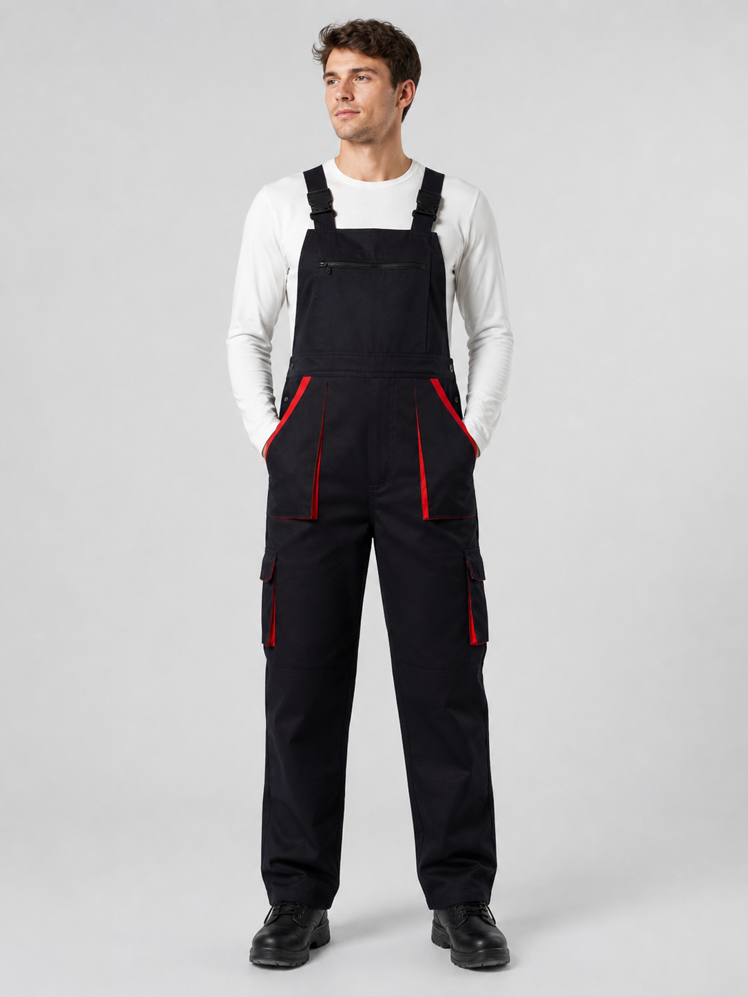 Salopette Homme De Travail Noire Multi-Poches
