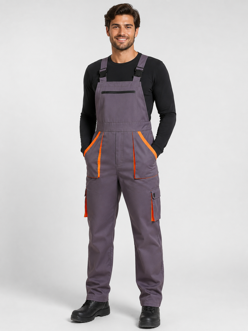 Salopette Homme De Travail Gris Multi-Poches