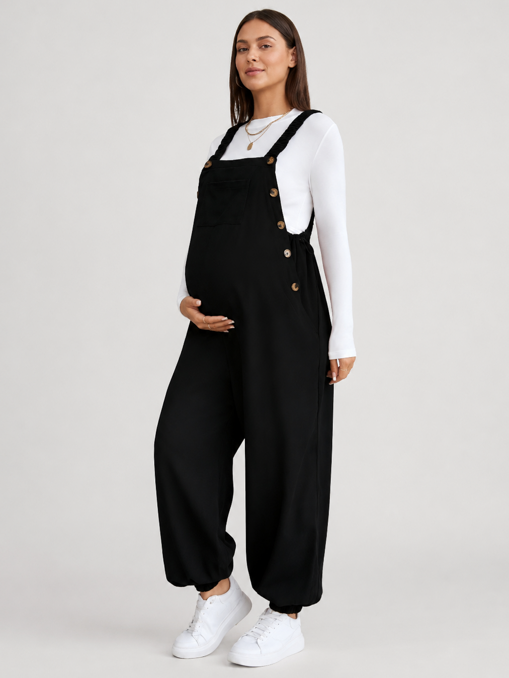 Salopette Grossesse Grande Taille Velours Noir