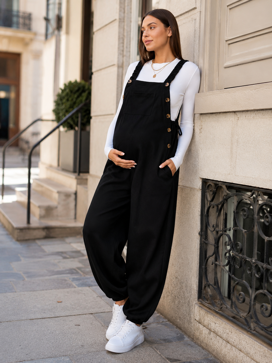 Salopette Grossesse Grande Taille Velours Noir