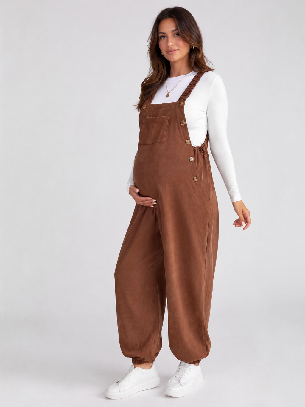 Salopette Grossesse Grande Taille Velours Marron