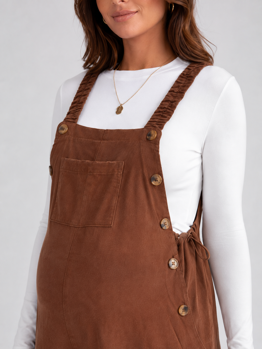 Salopette Grossesse Grande Taille Velours Marron