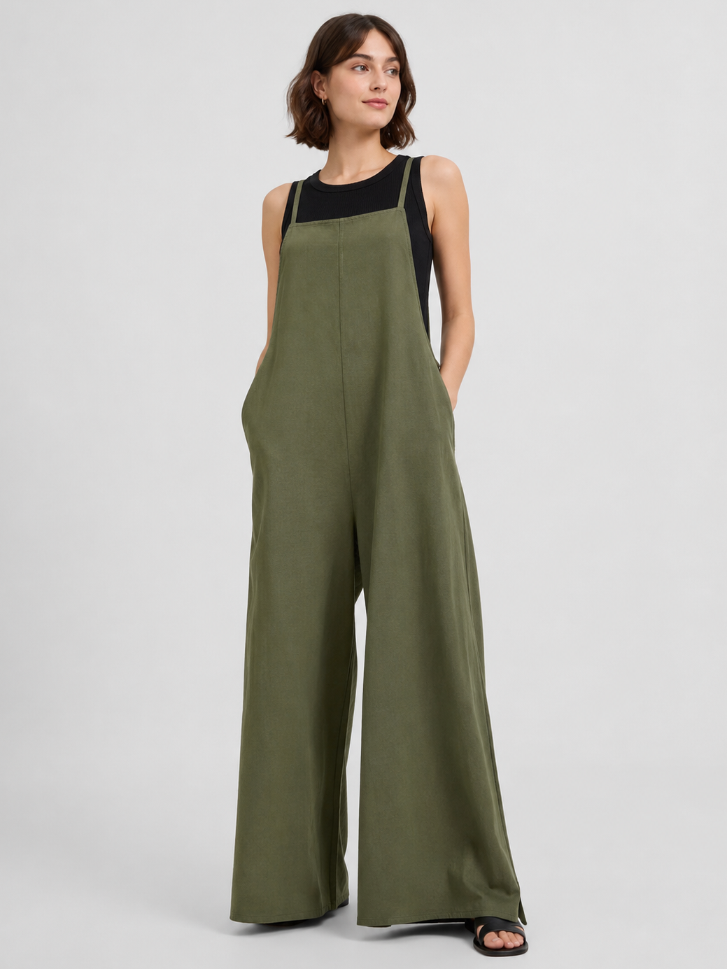 Salopette Femme En Lin Vert