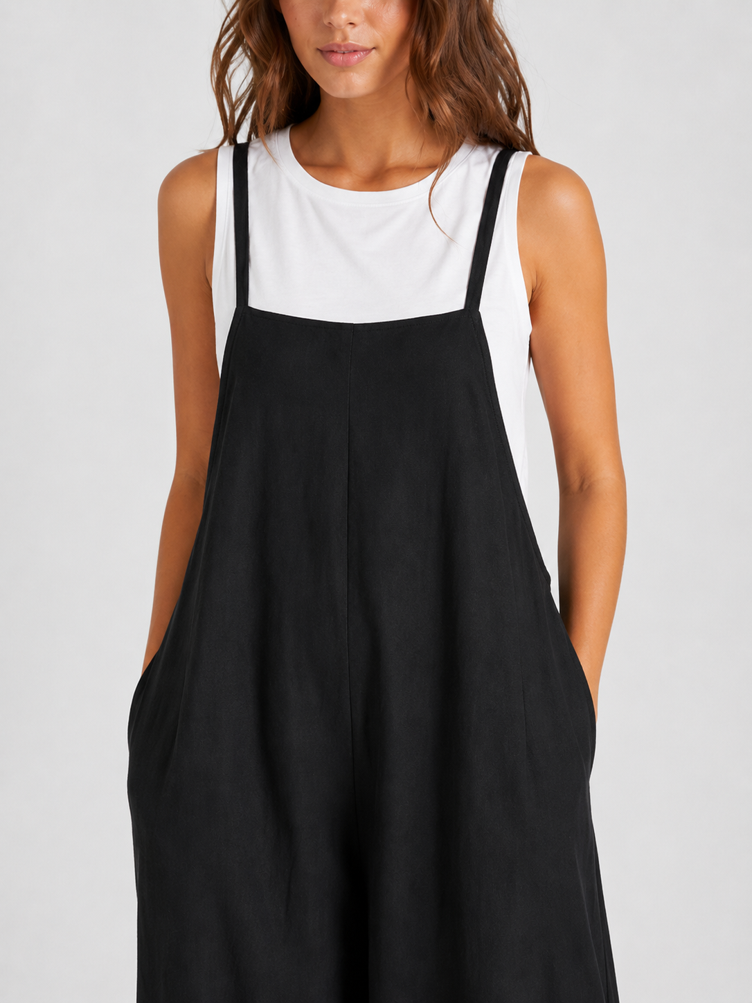 Salopette Femme En Lin Noir