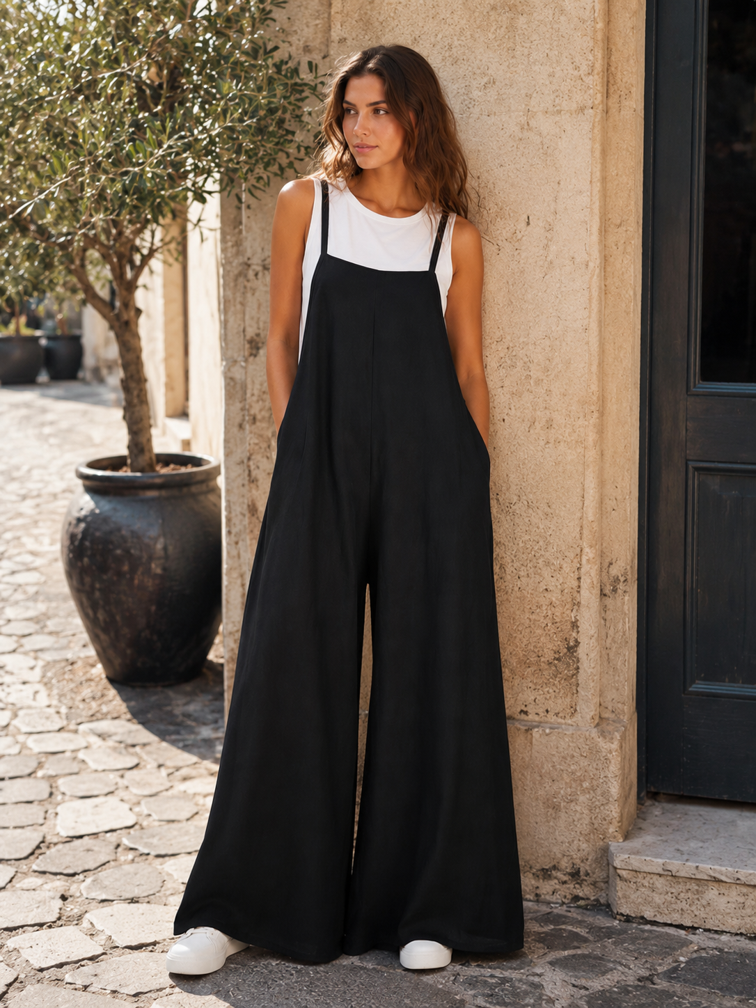 Salopette Femme En Lin Noir