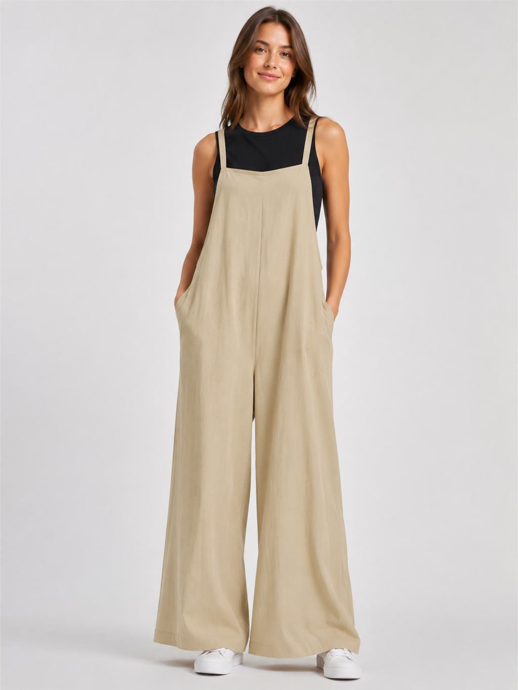 Salopette Femme En Lin Beige