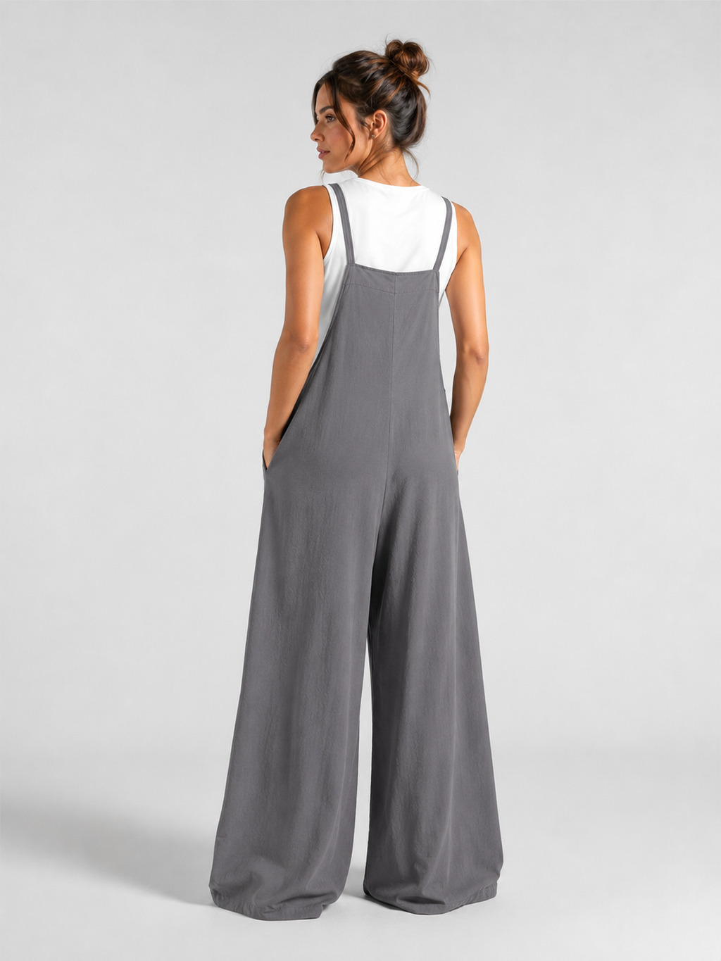 Salopette Femme En Lin Gris