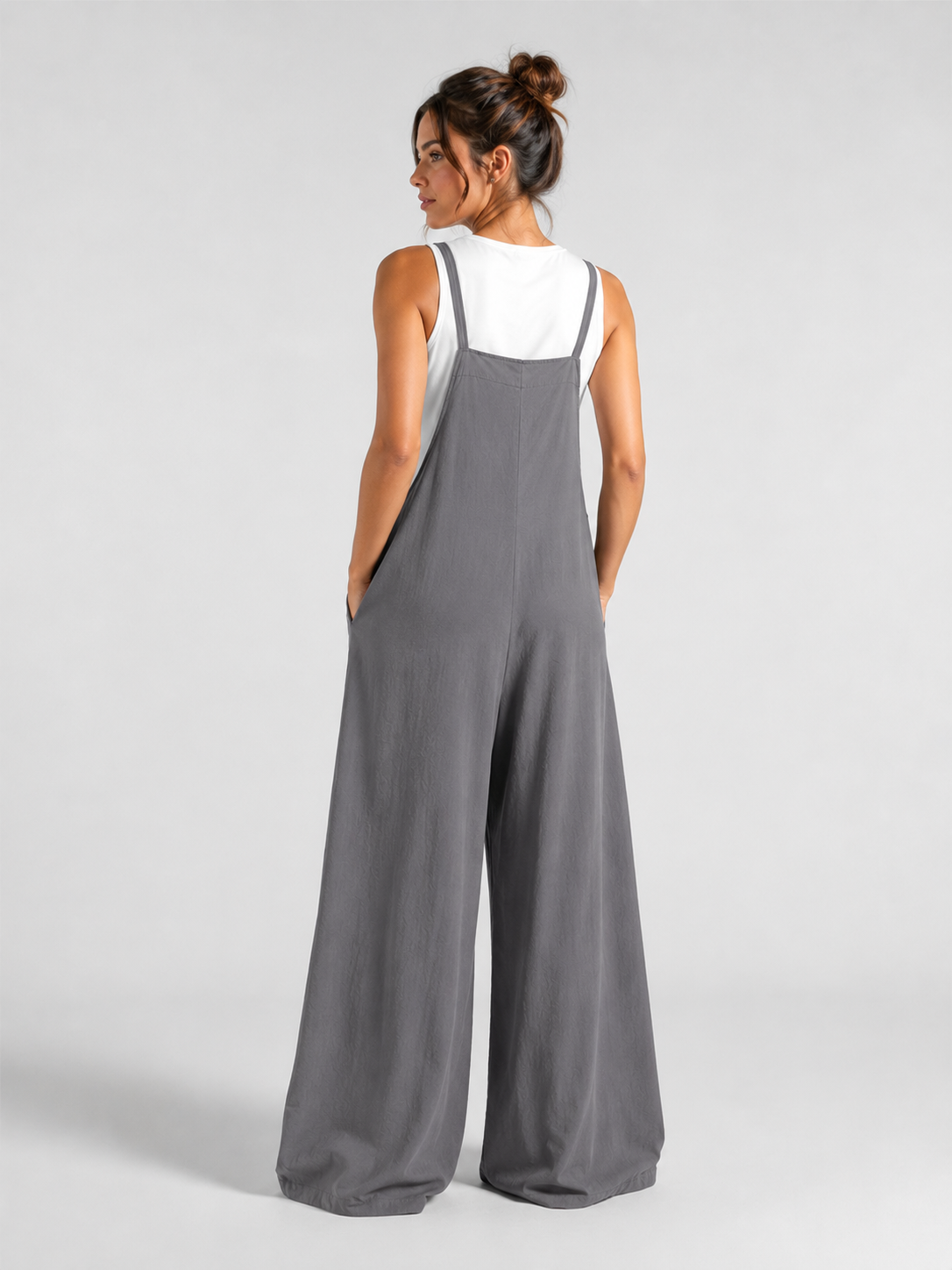 Salopette Femme En Lin Gris