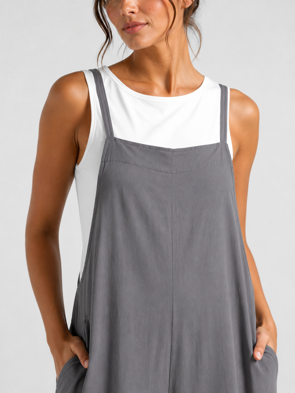 Salopette Femme En Lin Gris
