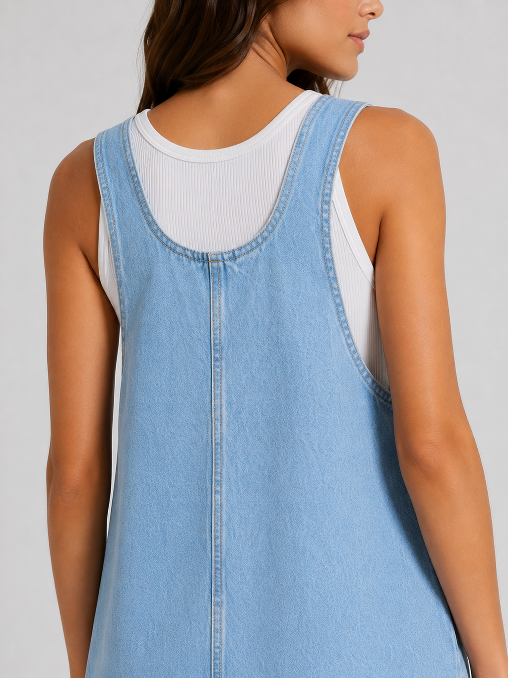 Jupe Salopette En Jean Bleu Clair