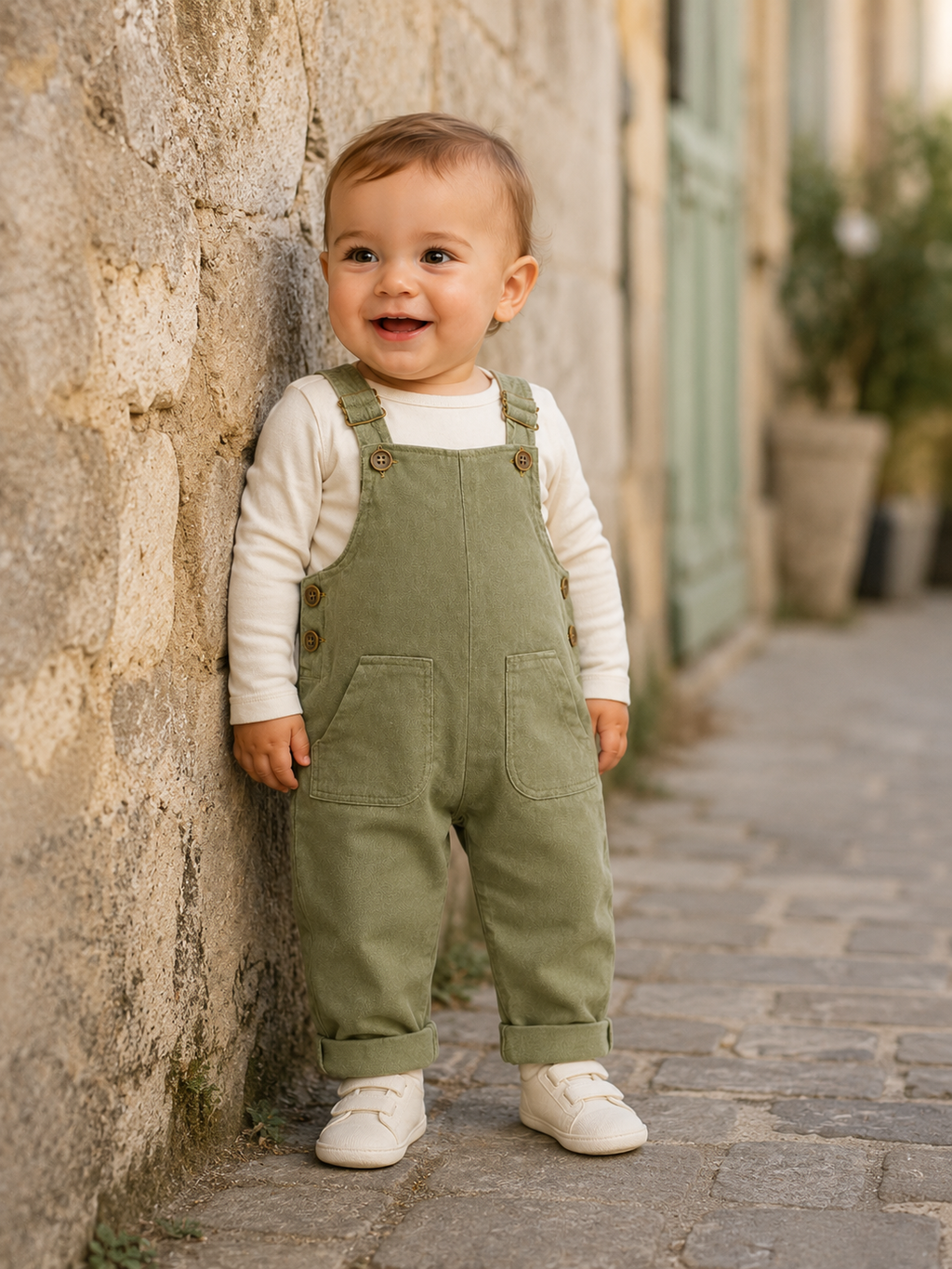 Salopette Bébé Velours Vert