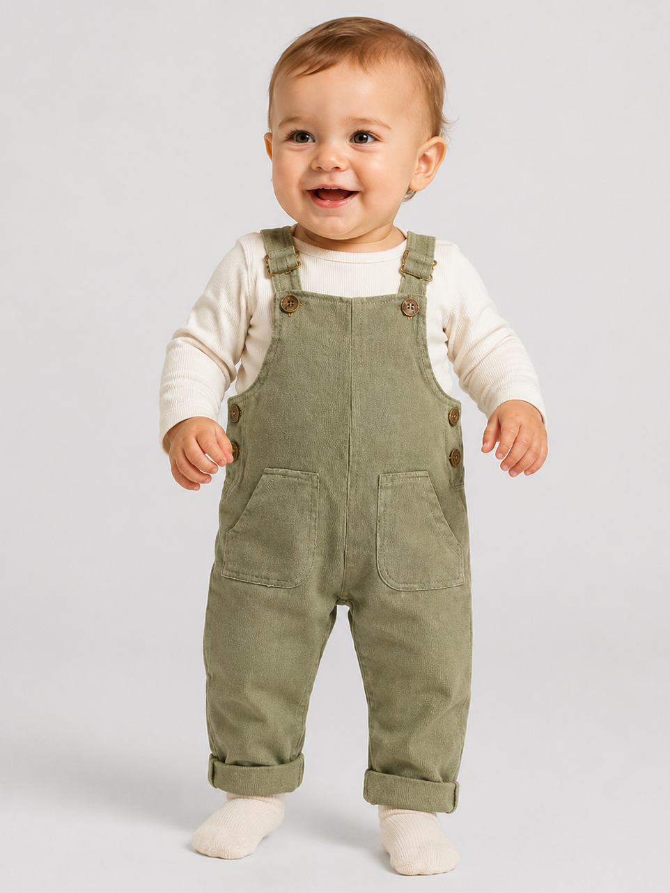 Salopette Bébé Velours Vert