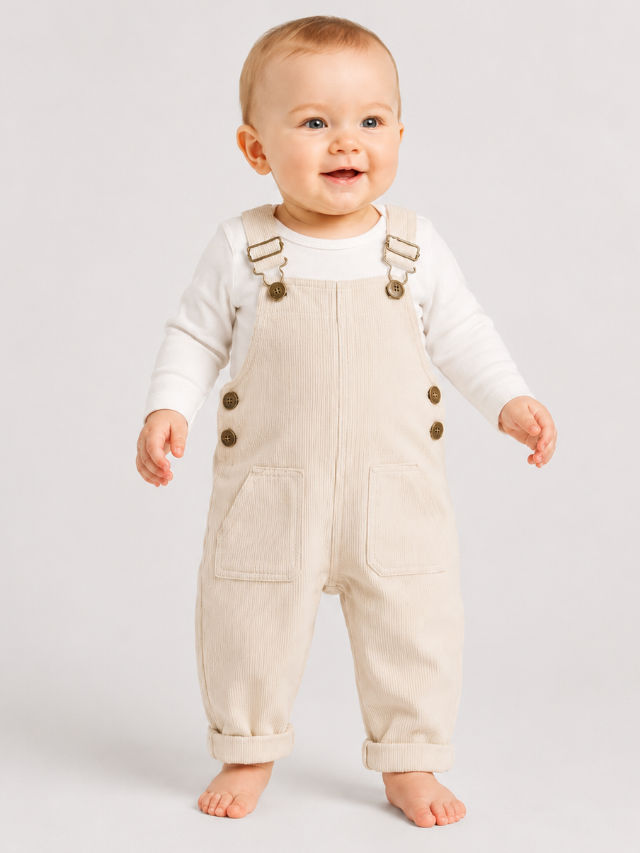Salopette Bébé Velours Beige