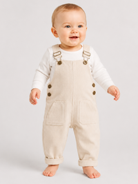 Salopette Bébé Velours Beige