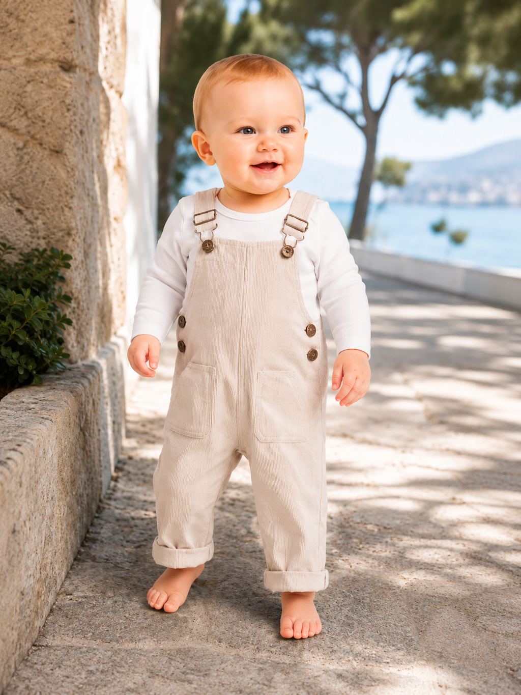 Salopette Bébé Velours Beige