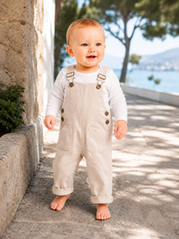 Salopette Bébé Velours Beige