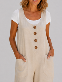 Salopette Vintage Ample Lin Beige