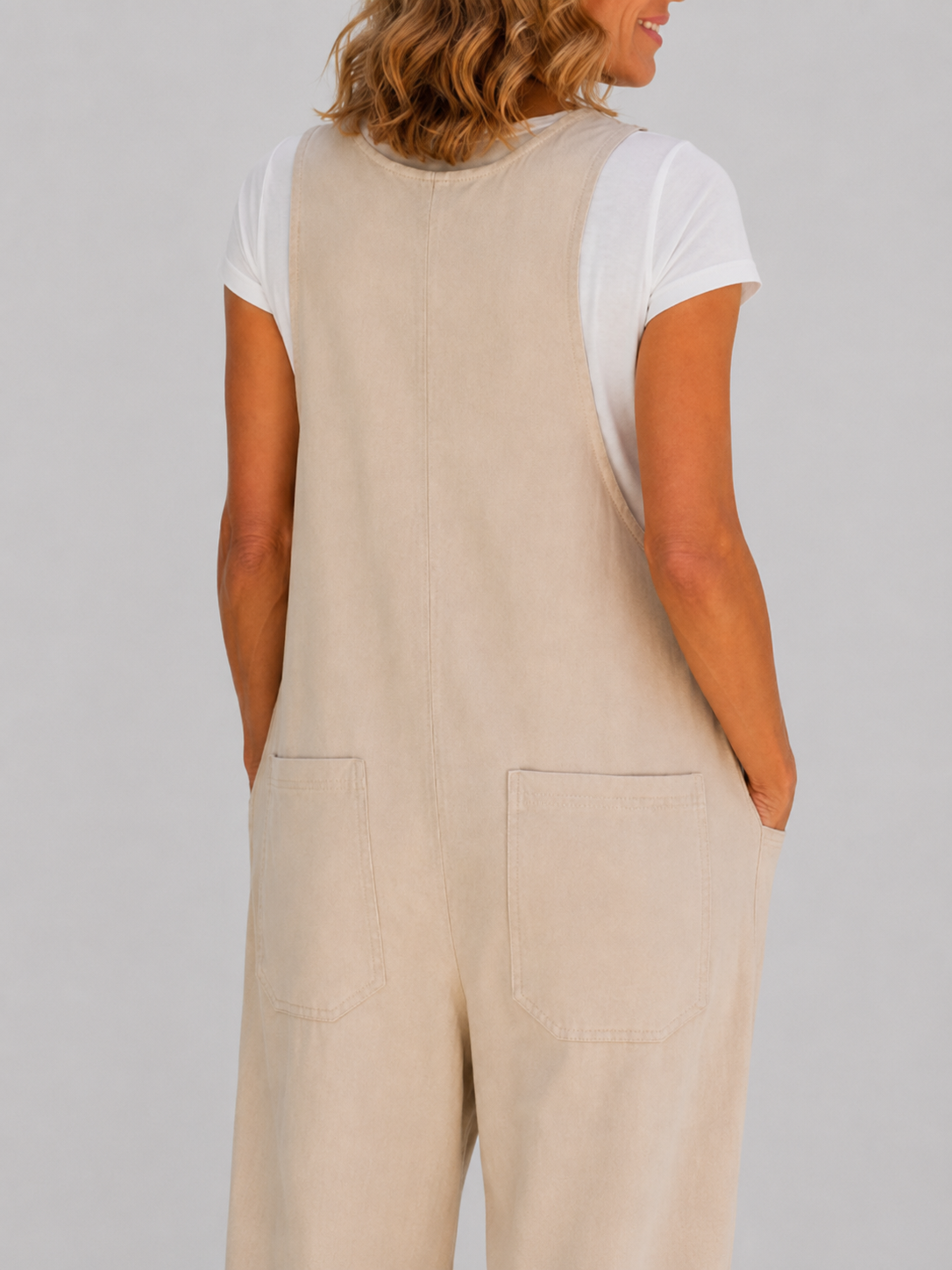 Salopette Vintage Ample Lin Beige